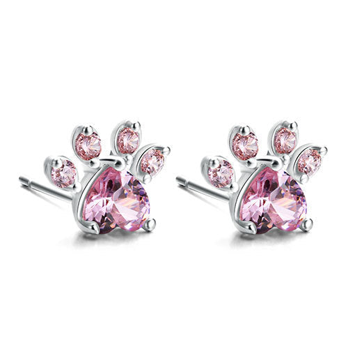Rose Gold Paw Jewelry Set β 4 Pieces with Zirconia Heart (Ring, Necklace, Earrings, Bracelet)