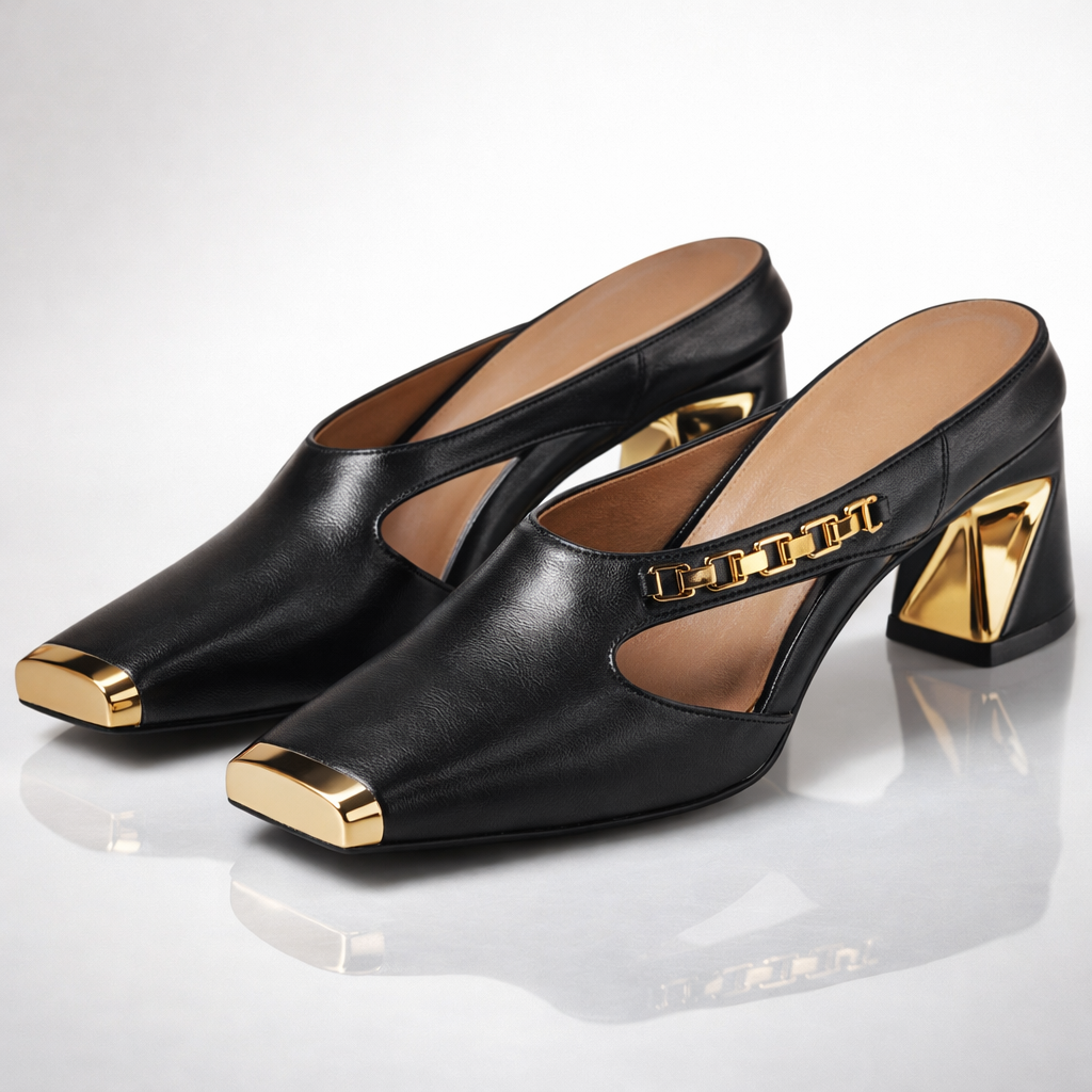 ELLIS GILDED BLOCK HEELS