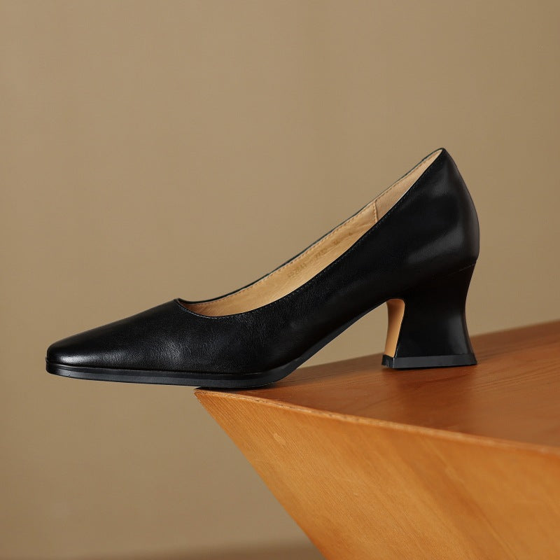Theo Square-Toe Leather Pumps