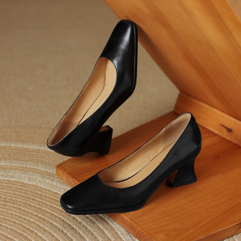 Theo Square-Toe Leather Pumps
