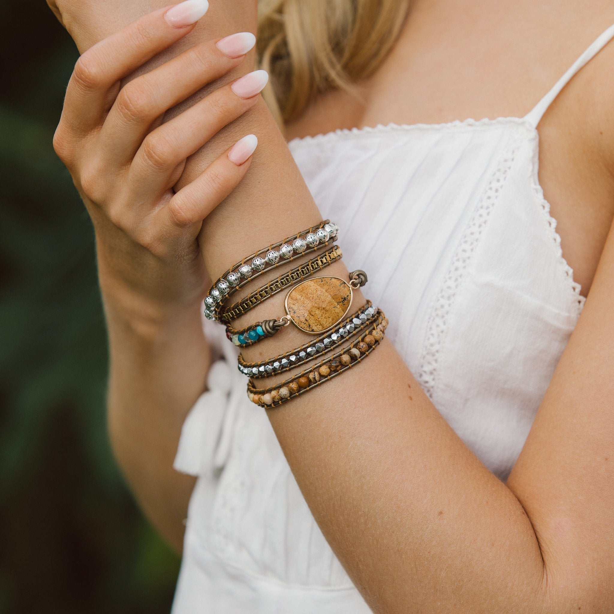 Handmade Natural Jasper Wrap Bracelet