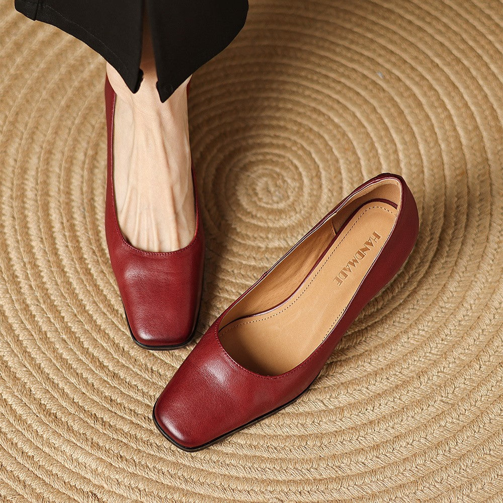Theo Square-Toe Leather Pumps