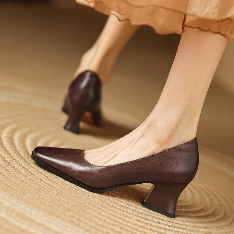 Theo Square-Toe Leather Pumps