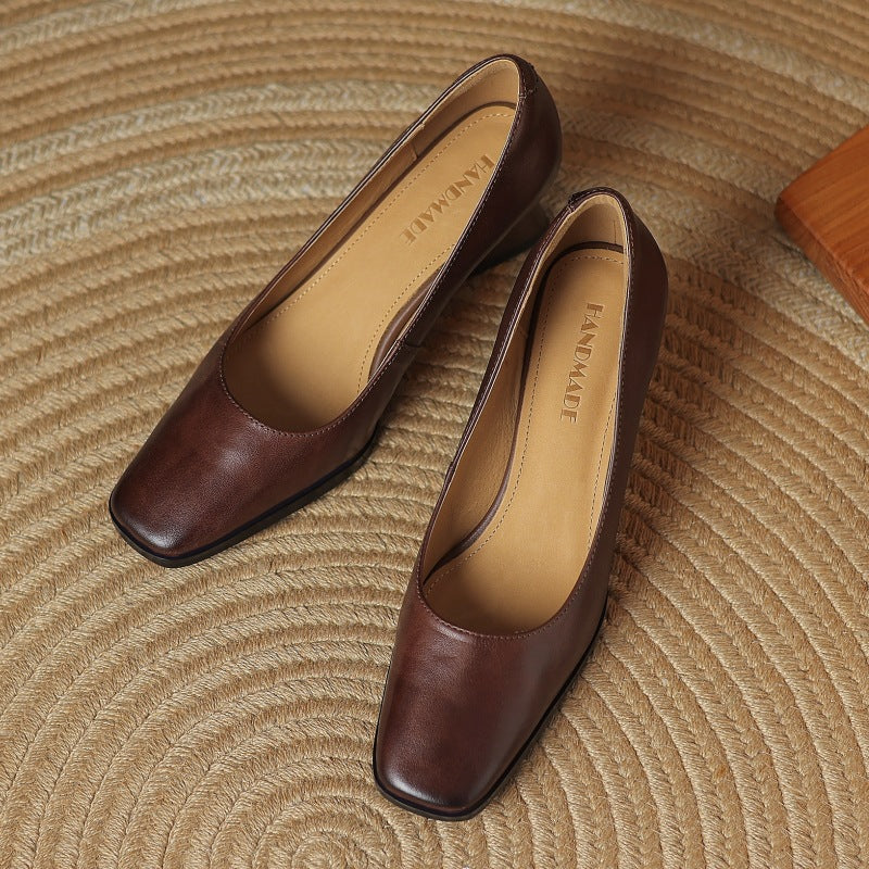 Theo Square-Toe Leather Pumps