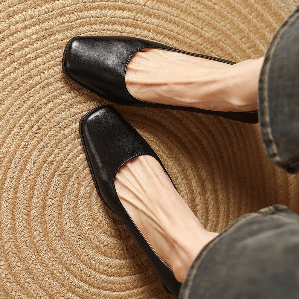 Theo Square-Toe Leather Pumps