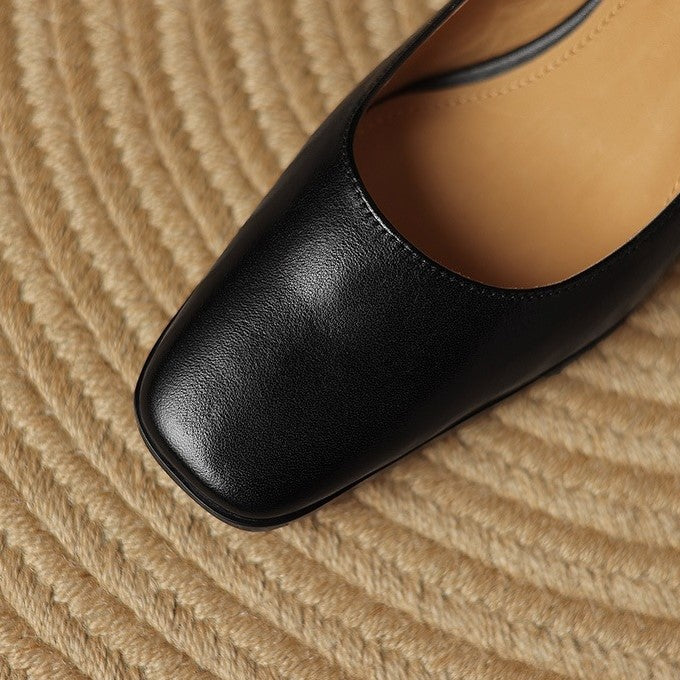 Theo Square-Toe Leather Pumps