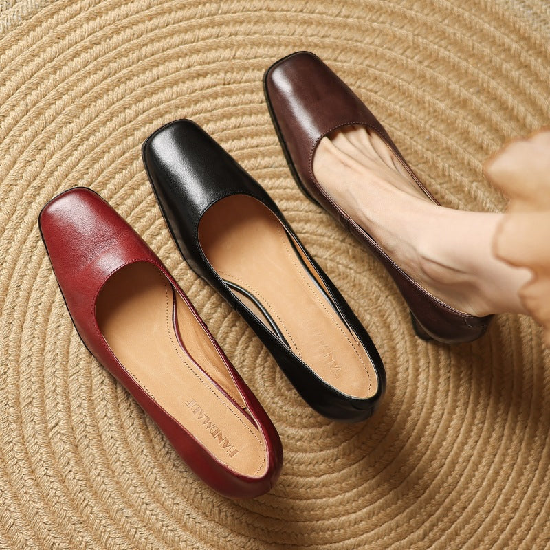 Theo Square-Toe Leather Pumps