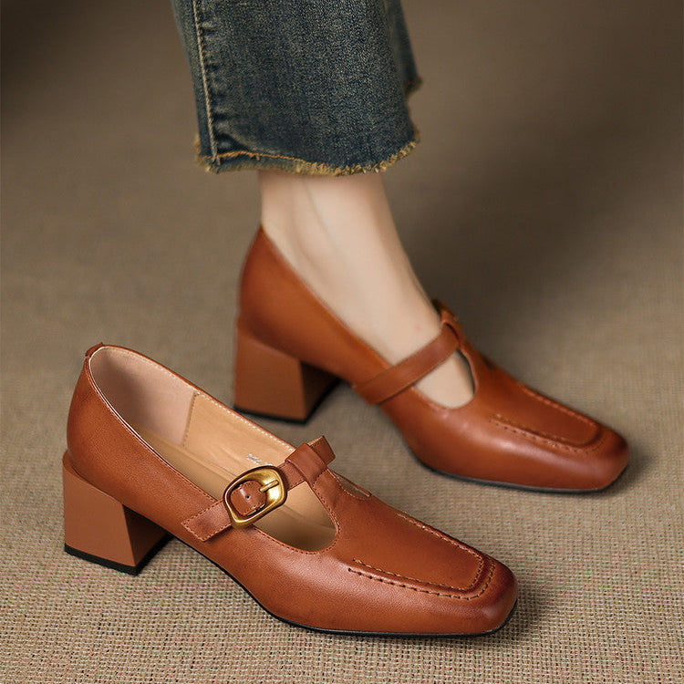 Marlowe Leather Mary Jane Heels
