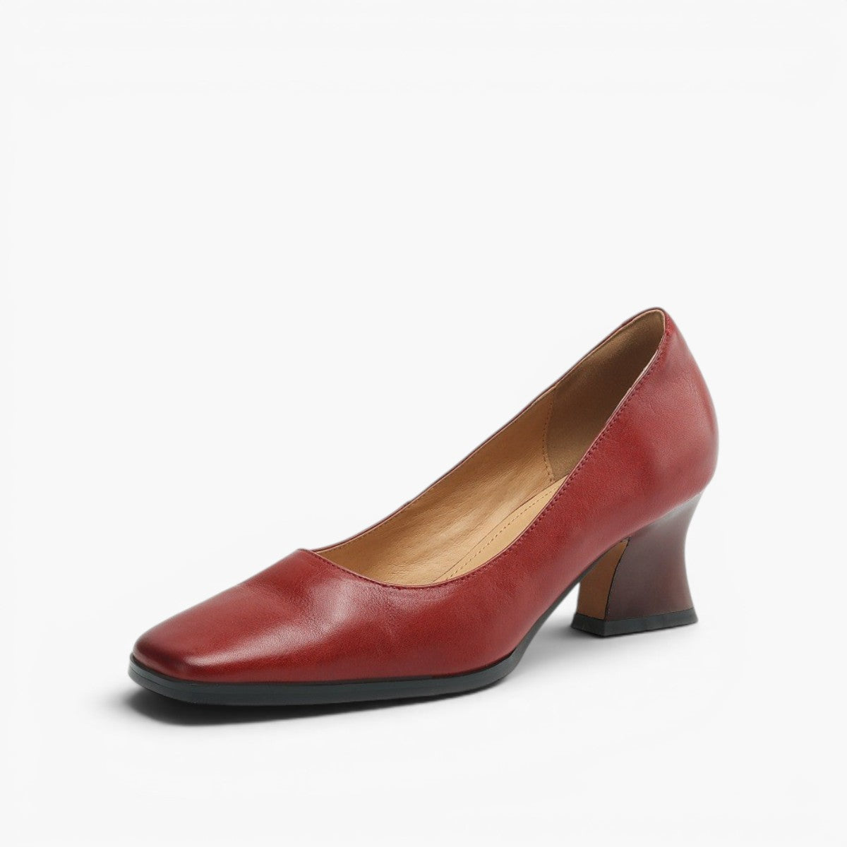 Theo Square-Toe Leather Pumps