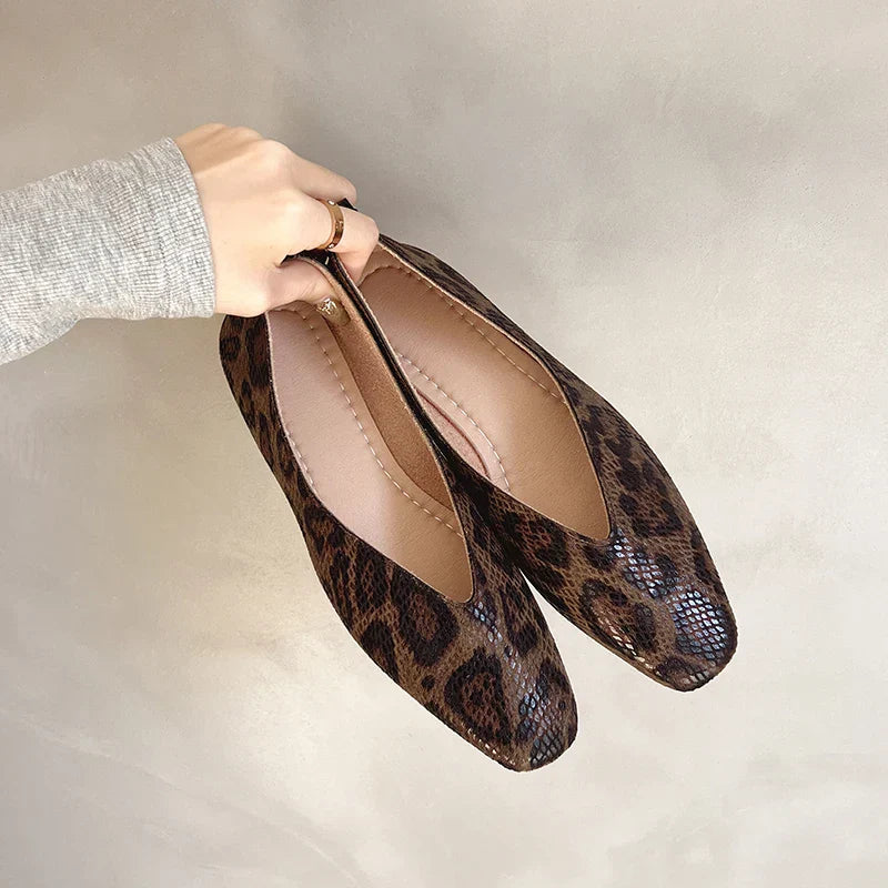 Kensington Leopard Leather Flats