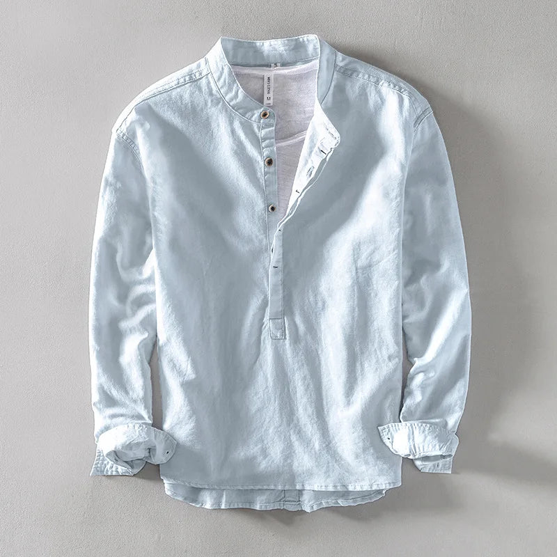Caleb Linen Mandarin Shirt